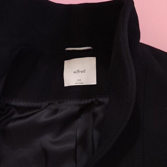 Aritzia Wilfred Trench Coat Coccon Coat Classic Black Coat Wool and Cashmere - Picture 5 of 13